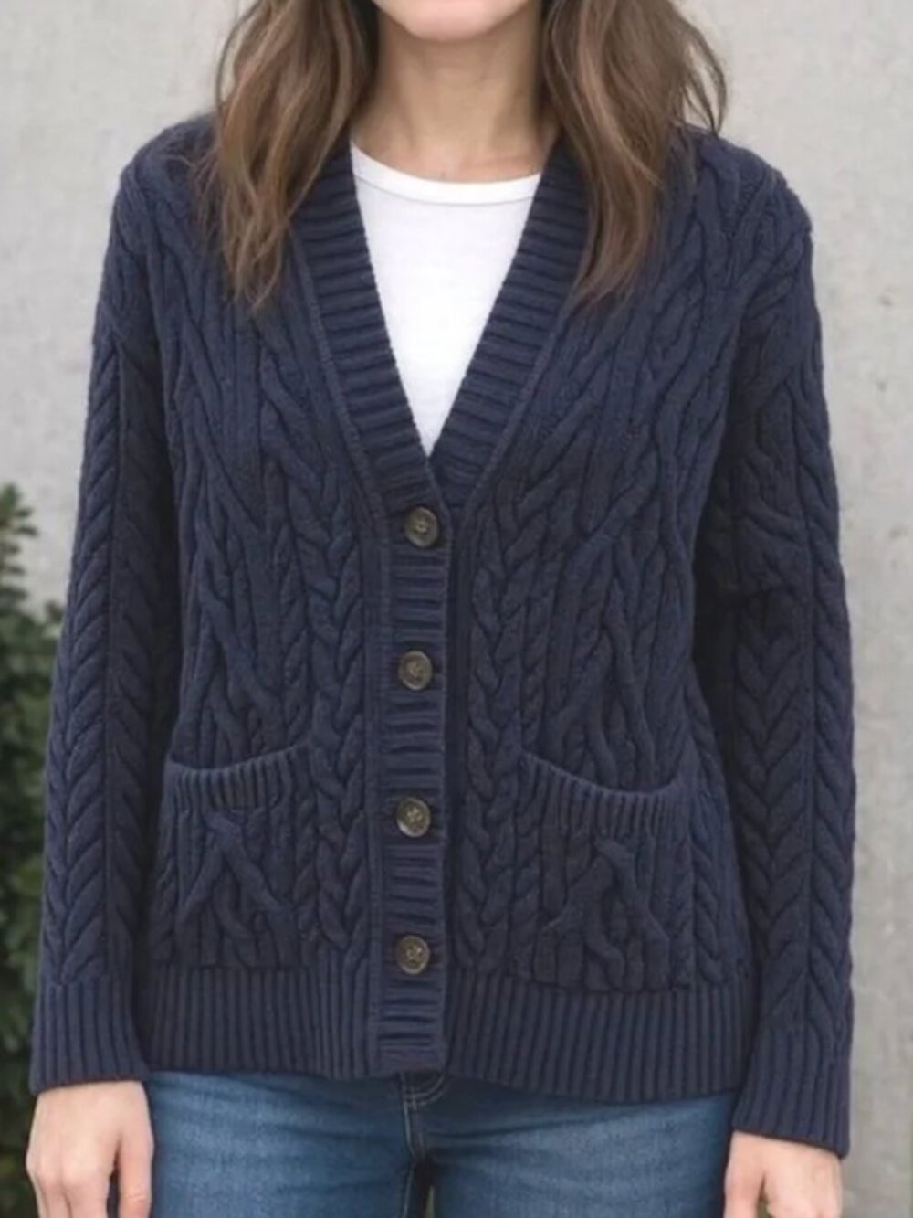 J. Crew Navy Blue Cotton Cardigan Sweater in Medium